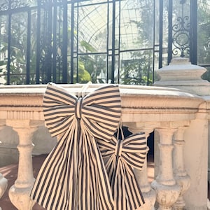 BIG BOW / Big Cotton Bow / Decorative BOW / Striped Bow / Oversize Bow / Wall Door Decor / Front Door Bow