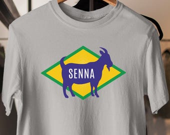 T-shirt Ayrton Senna Brésil, chemise voiture de course, T-shirt sport automobile, cadeau fan de F1, T-shirt F1 chèvre graphique, course de voitures F1, chemise Formule 1 séné