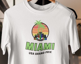 T-shirt GP de Miami, cadeau voiture de course, chemise Grand Prix, passionné de course automobile, chemise de sport automobile, cadeau pour fan de F1, T-shirt graphique unisexe, circuit de Miami