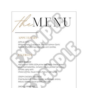Rehearsal & Wedding Menu Design
