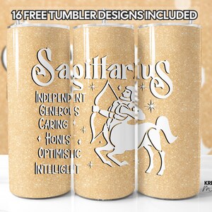 Schütze Sternzeichen Becher Wrap PNG, Gold Glitzer Sublimation Designs, 20 Unzen Skinny Straight & Tapered, Astrologie Horoskop Geburtstagsgeschenk