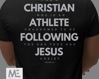 Christian athlete, Christian sports Tshirt, Christ centered athlete, Jesus Romans evangelize, share Gospel of Christ, short sleeve men,women