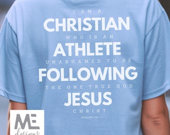 Christian athlete gift, christian sports tshirt, Christian tshirt Jesus, Romans evangelize, share Gospel Christ, Jesus saves men women tee