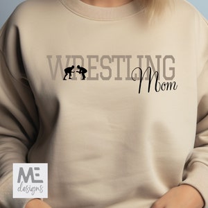 Wrestling mom sweatshirt, wrestling mom gift, wrestling Crew Sweatshirt, mom love wrestling, beige mom wrestling sweatshirt, wrestler mom