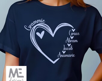 Grandma gift Shirt, Personalized Grandmother Gift, Custom Child Names Tshirt gift, Christmas Grandma Tee, Customizable Granny Shirt Premium