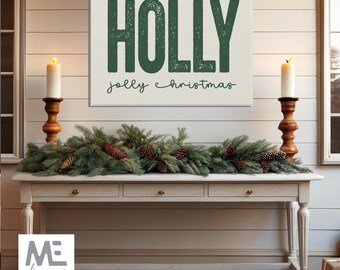 Christmas canvas sign, Holly jolly christmas sign, Christmas Wall Art, Holiday Wall Decor, Christmas Decoration sign,Inspirational Home Gift