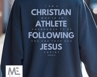 Christian athlete, sports, Christian sweatshirt crew, Jesus Romans, evangelize, Gospel share Christ, Jesus saves, long sleeve, men, women