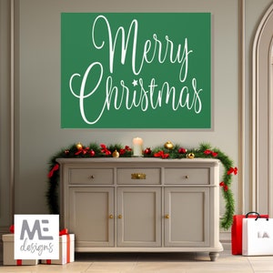 Merry Christmas canvas, Merry Christmas wall decor, green Merry Christmas sign, wall hanging, Christmas decor canvas, Christmas wall decor