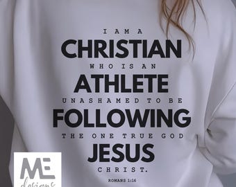 Christian athlete sweatshirt, sports Christ gift, Jesus athlete Romans, evangelize Gospel, share Christ shirt, Jesus saves shirt, crewneck