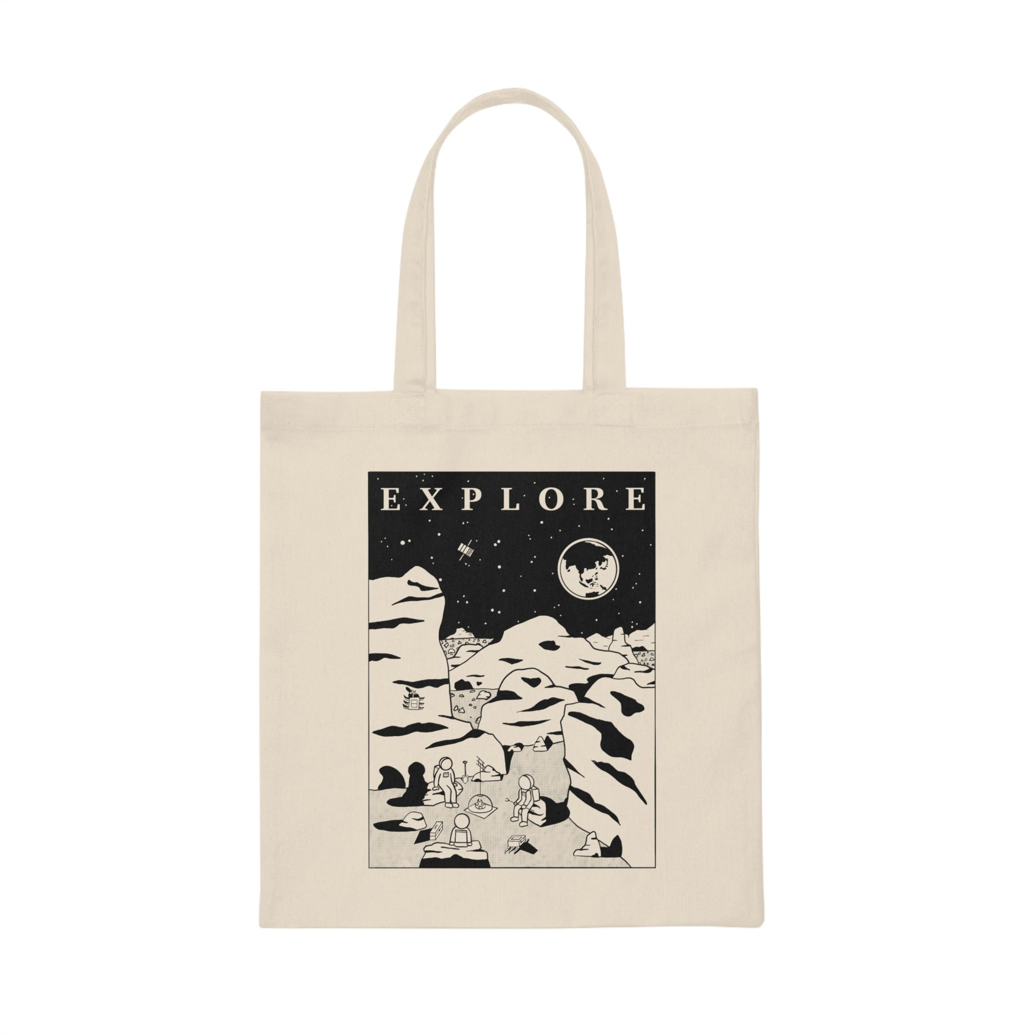 Explore Moon Canvas Tote Bag Moon Tote Gifts for Space