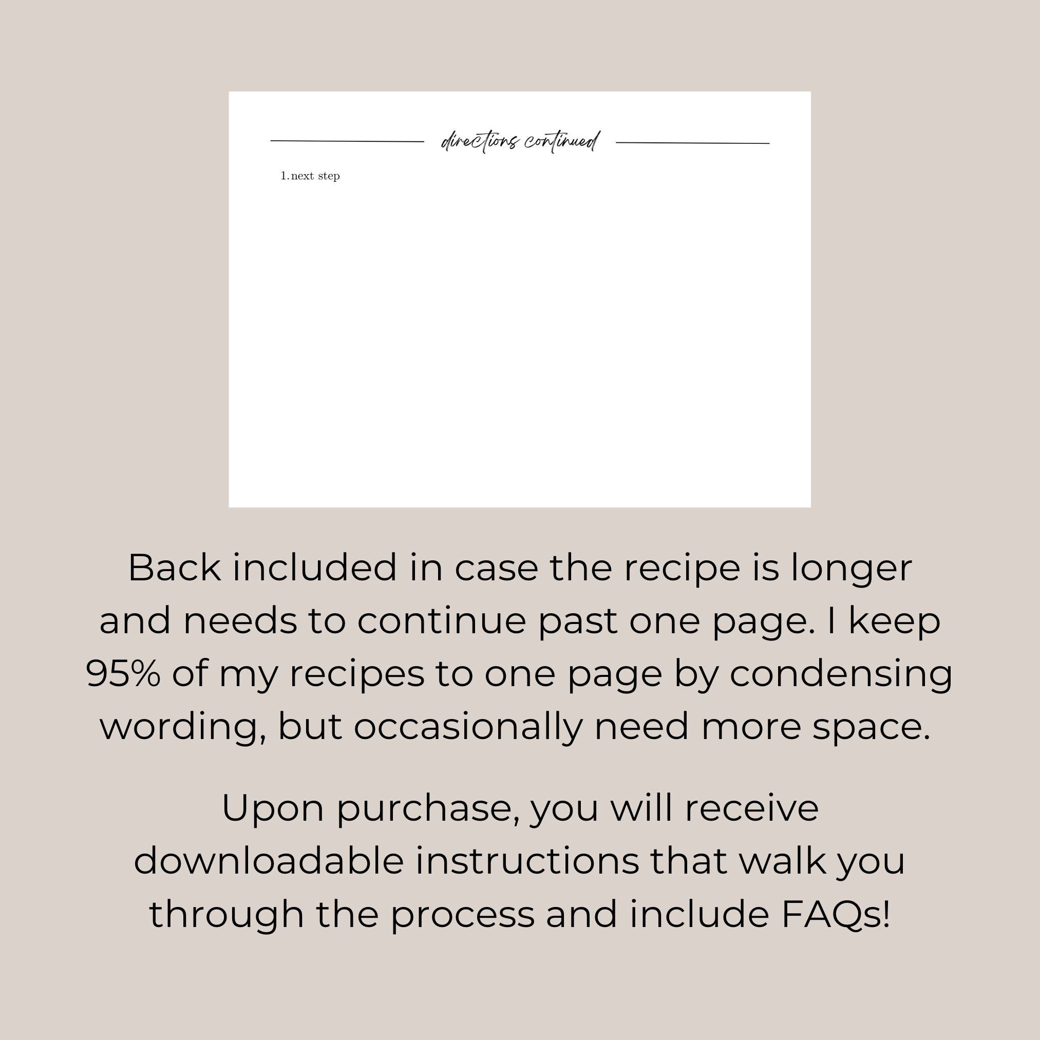 Recipe Card Template - Editable 5x7" Minimalistic Digital Download for ...