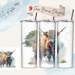 Highland Cow in the Mist Tumbler Design | 20oz & 30oz Tumbler | Sublimation Design PNG | Digital Download File Only