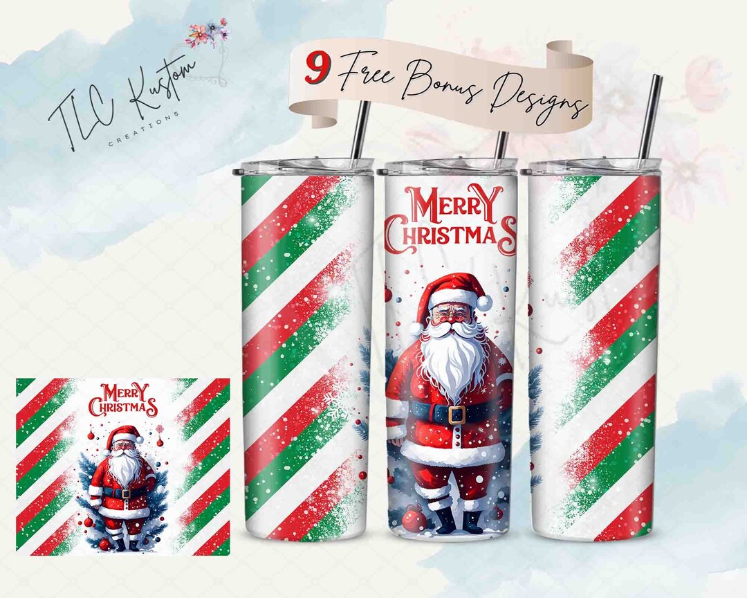 Santa Claus Merry Christmas Tumbler Wrap Design | 20oz & 30oz Tumbler ...