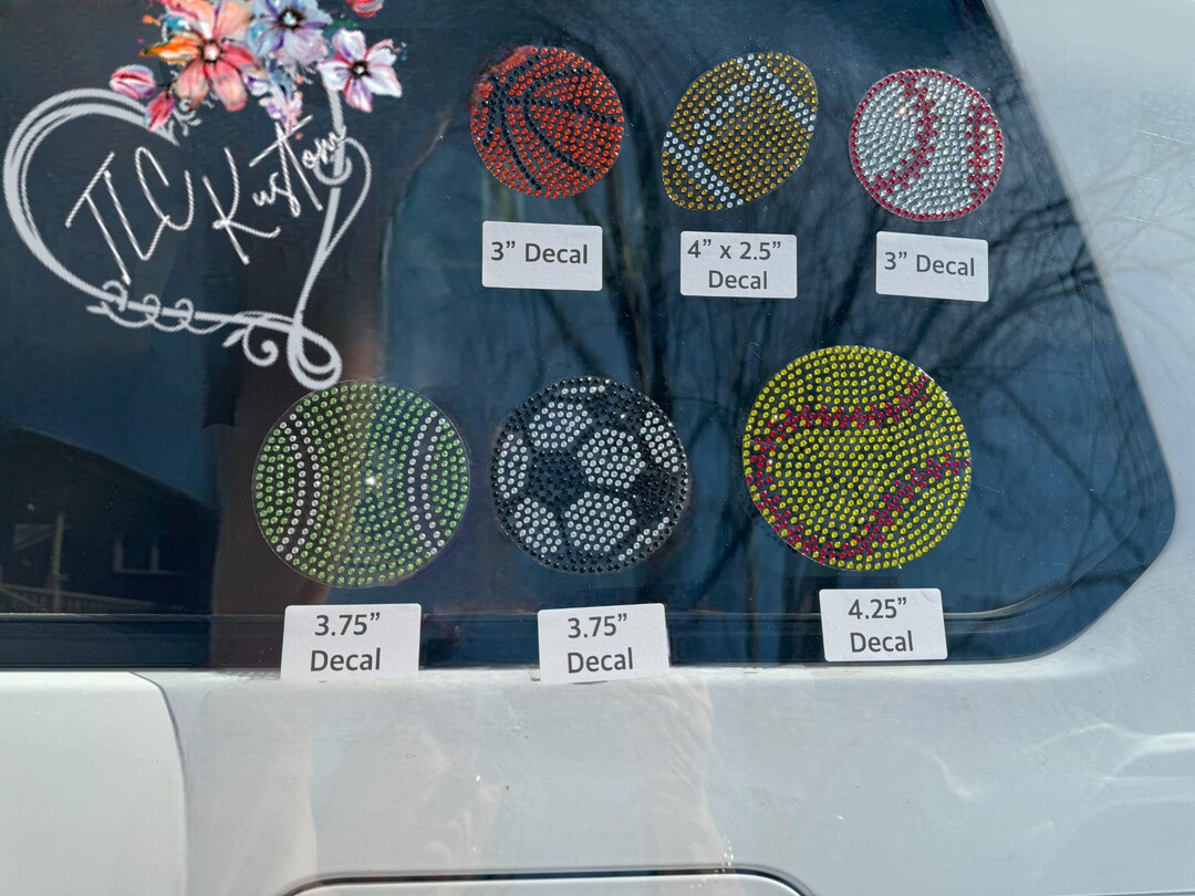 Rhinestone Car Decals for Baseball, Basketball, Football, Volleyball ...