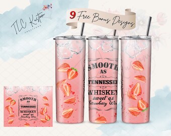 Tennessee Whiskey Sweet As Strawberry Wine Tumbler Wrap Gift | 20oz & 30oz Tumbler | Sublimation Design PNG | Digital Download File Only