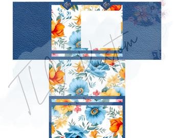 Floral and Leather Digital Template for Purse Gift Box | DIY Craft Template for Canva and Photoshop | Unique Gift Packaging Design