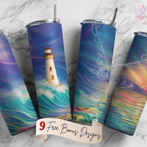 Fantasy Colorful Lighthouse Tumbler Design | 20oz & 30oz Tumbler | Sublimation Design PNG | Digital Download File Only