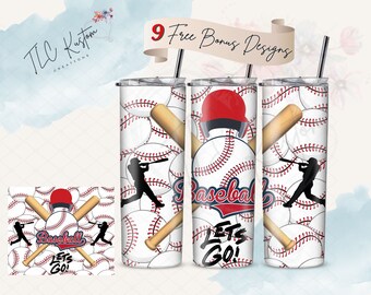 Baseball Let's Go Tumbler Design Sports Wrap Gift | 20oz & 30oz Tumbler | Sublimation Design PNG | Digital Download File Only