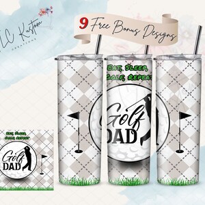 Golf Dad Tumbler Design | 20oz & 30oz Tumbler | Sublimation Design PNG | Digital Download File Only