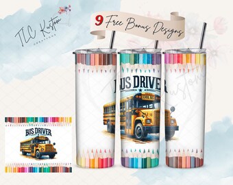 School Student Bus Driver Tumbler Design Wrap Gift | 20oz & 30oz Tumbler | Sublimation Design PNG | Digital Download File Only