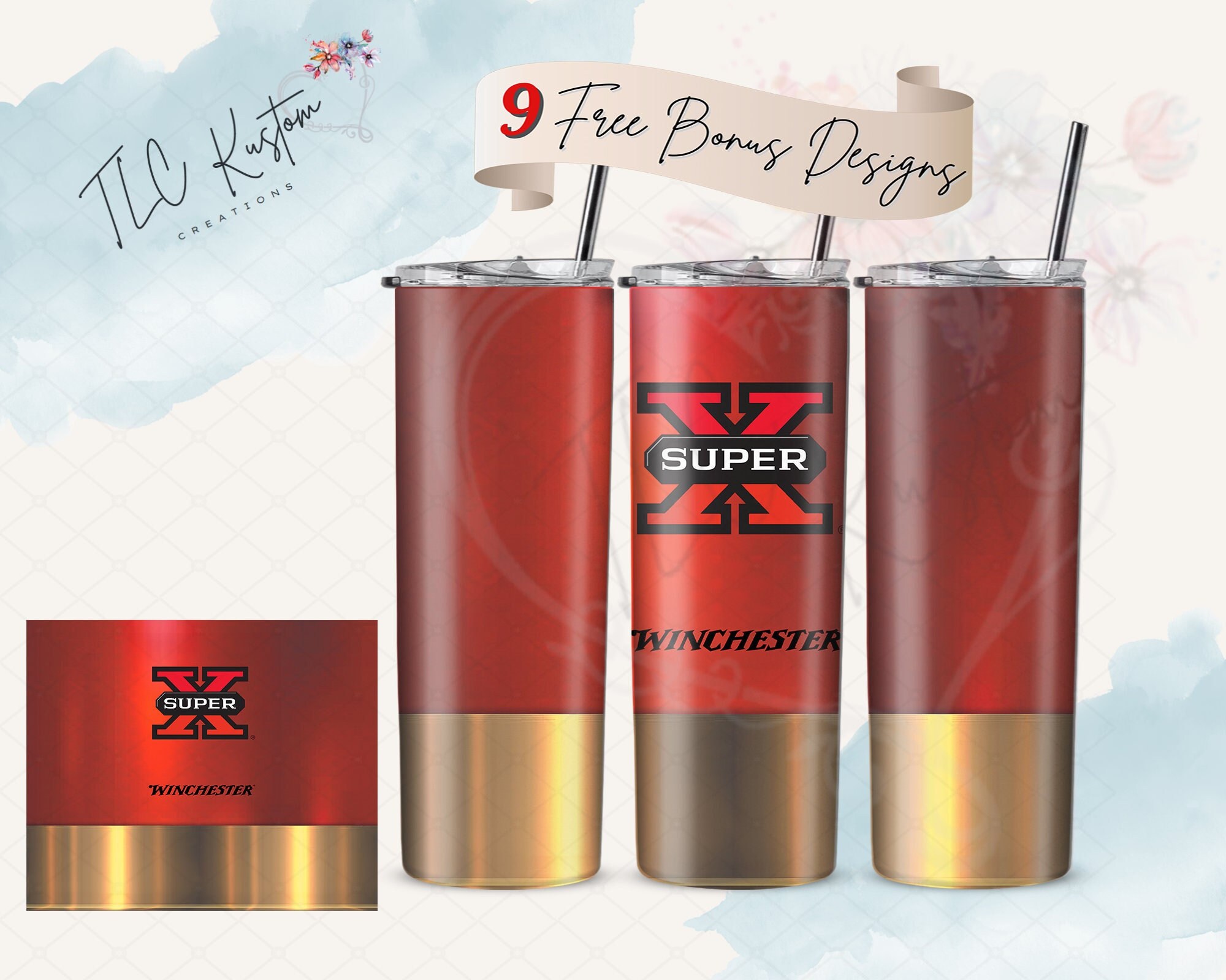 Shotgun Shell Drink Tumbler Design | 20oz & 30oz Tumbler | Sublimation Design PNG | Digital Download File Only