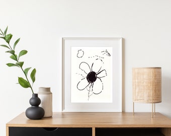 Digitale kunst aan de muur, digitale download, zwart-wit digitale print, instant download, afdrukbare home decor, bloemenprint