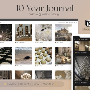 10 Year Journal | 2025 | One Line a Day | Aesthetic Digital Daily Journal for Notion | Reflection | Growth | Manifestation