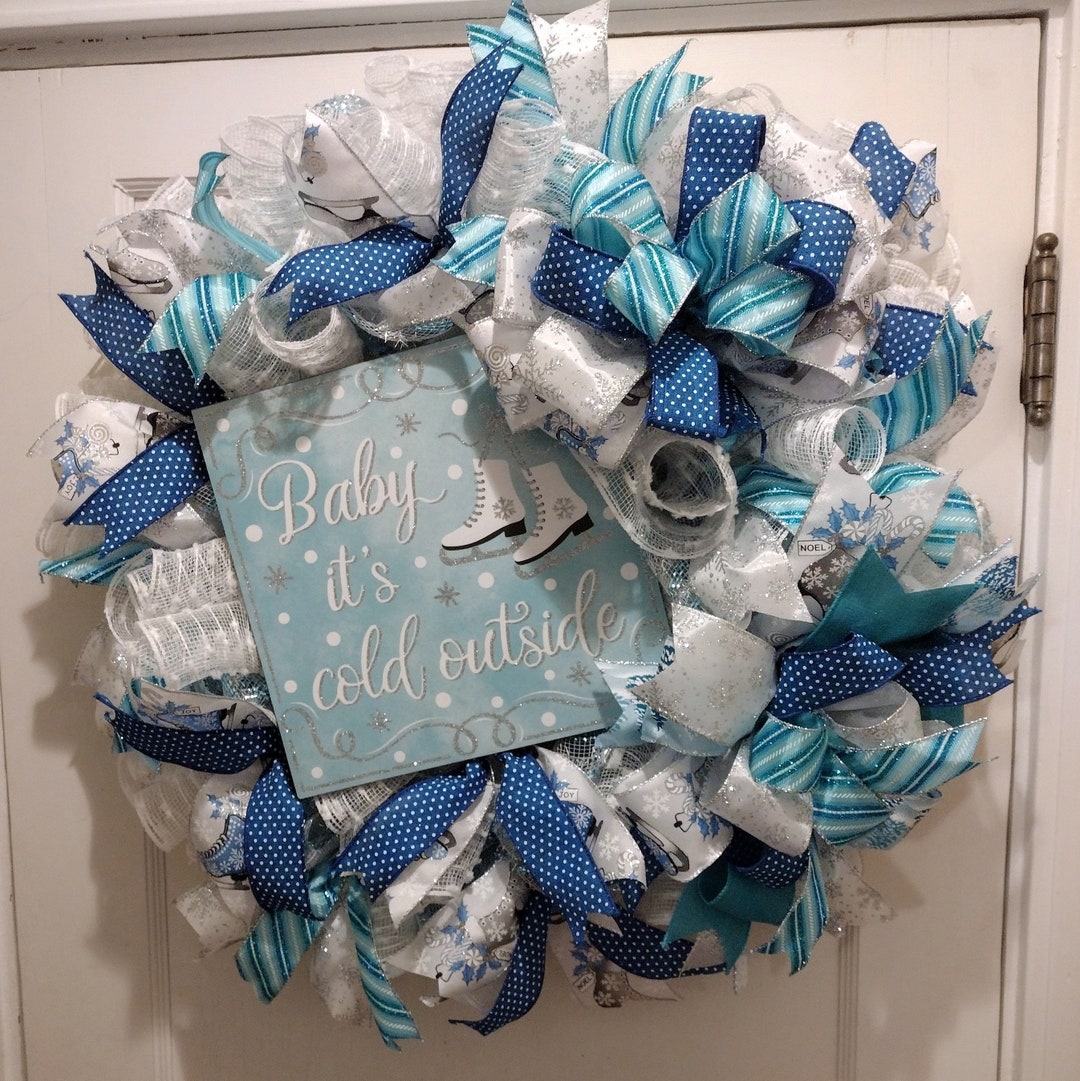 Winter Wreath Front Door Baby Its Cold Outside Wreath Christmas Wreath ...