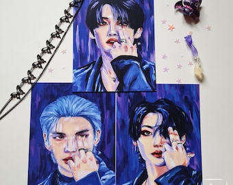 SKZ 'Taste' Gouache Art Print, Lee Know, Hyunjin, Felix (A5) Stray Kids Kpop