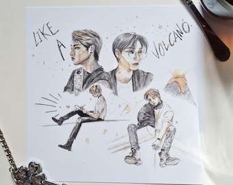 SKZ Han Jisung 'Volcano' Art Print, Stray Kids Kpop Fanart