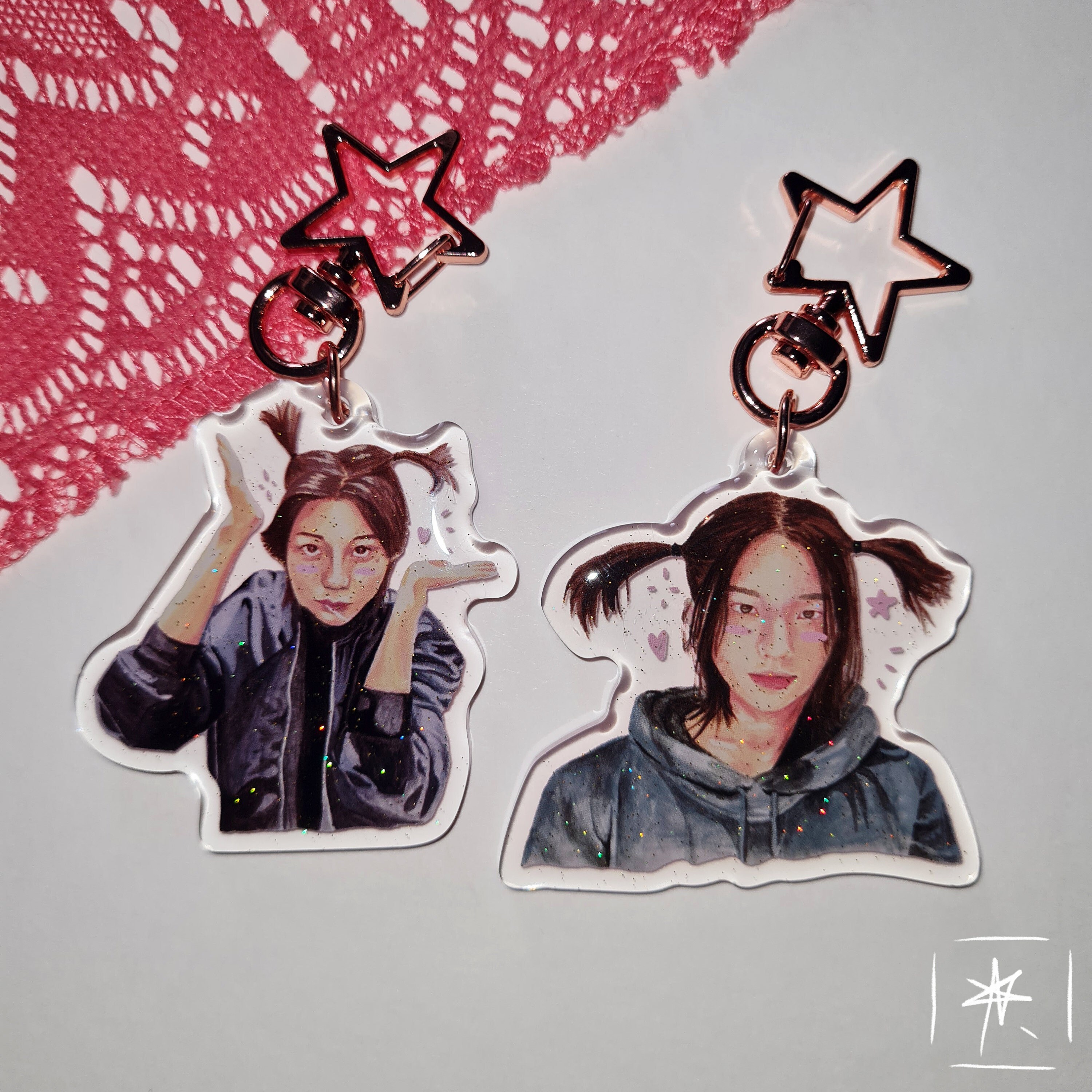 SKZ Hyunjin Felix 2 Inch Acrylic Epoxy Glitter Charm