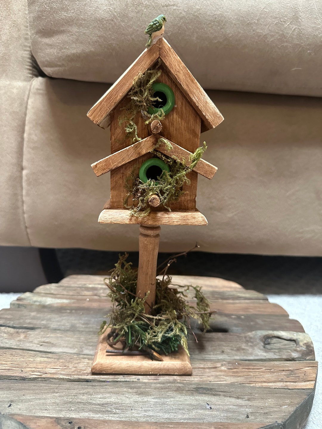 Birdhouse Pedestal With 2 Bird Holes Etsy