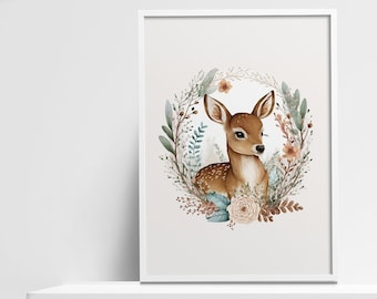 Boho Deer Nursery Print - Digital Download