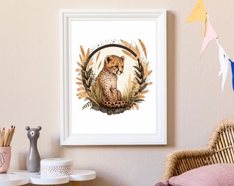 Baby Cheetah Nursery Print, Animal Nursery Print, Gender Neutral Nursery, Safari Nursery, Animal Print, Animal Wall Art Digital Download