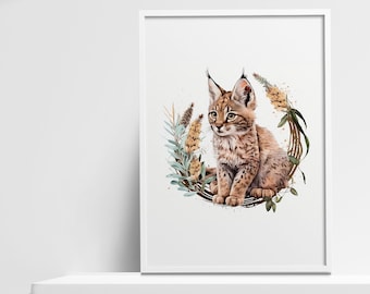 Boho Baby Lynx Print - Printable Nursery Wall Art