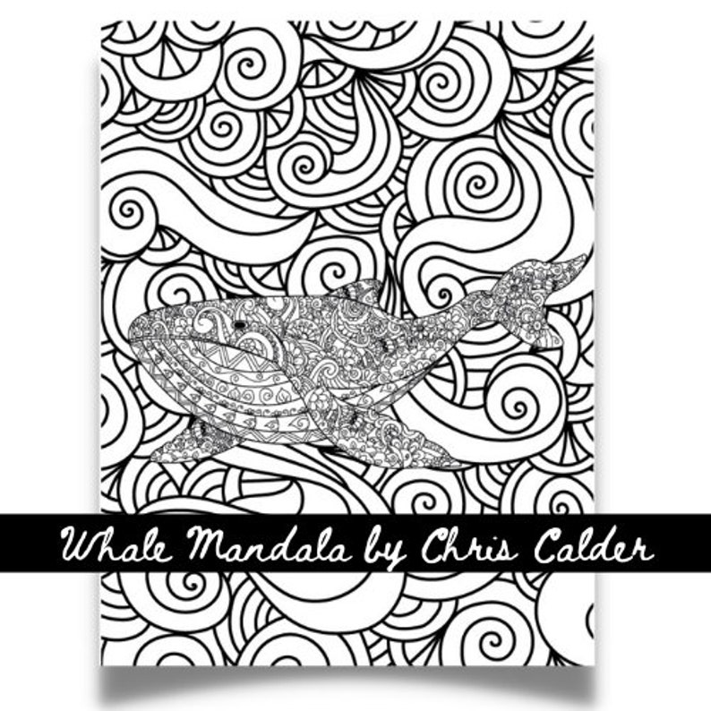 Whale Mandala Coloring Pages by Chris Calder 40 Digital - Etsy