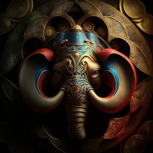 Buddhist Elephant 1 Digital Print - Enso Elements Buddhism Zen Art