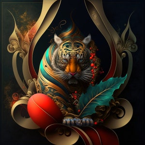 Buddhist Tiger Digital Print - Enso Elements Buddhism Zen Art