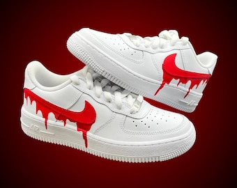 Custom “Red Drip” Air Force 1 Shoes