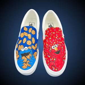 Custom “Monster n Elmo Party” Slip-on Vans
