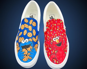 Custom “Monster n Elmo Party” Slip-on Vans