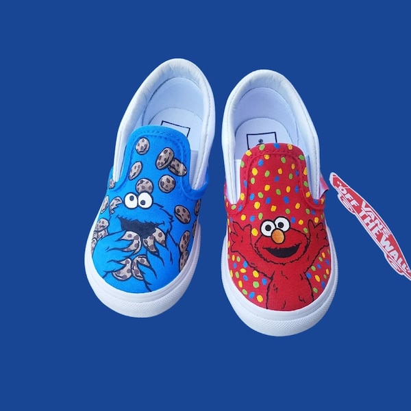 Custom “Monster n Elmo” Slip-on Vans