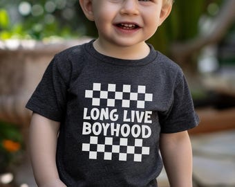 Long Live Boyhood Toddler Shirt, Long Live Boyhood Tee, Fun Toddler Tee, Toddler Boy gift Shirt, Checkered Boy Shirt, Cute Boy Shirt