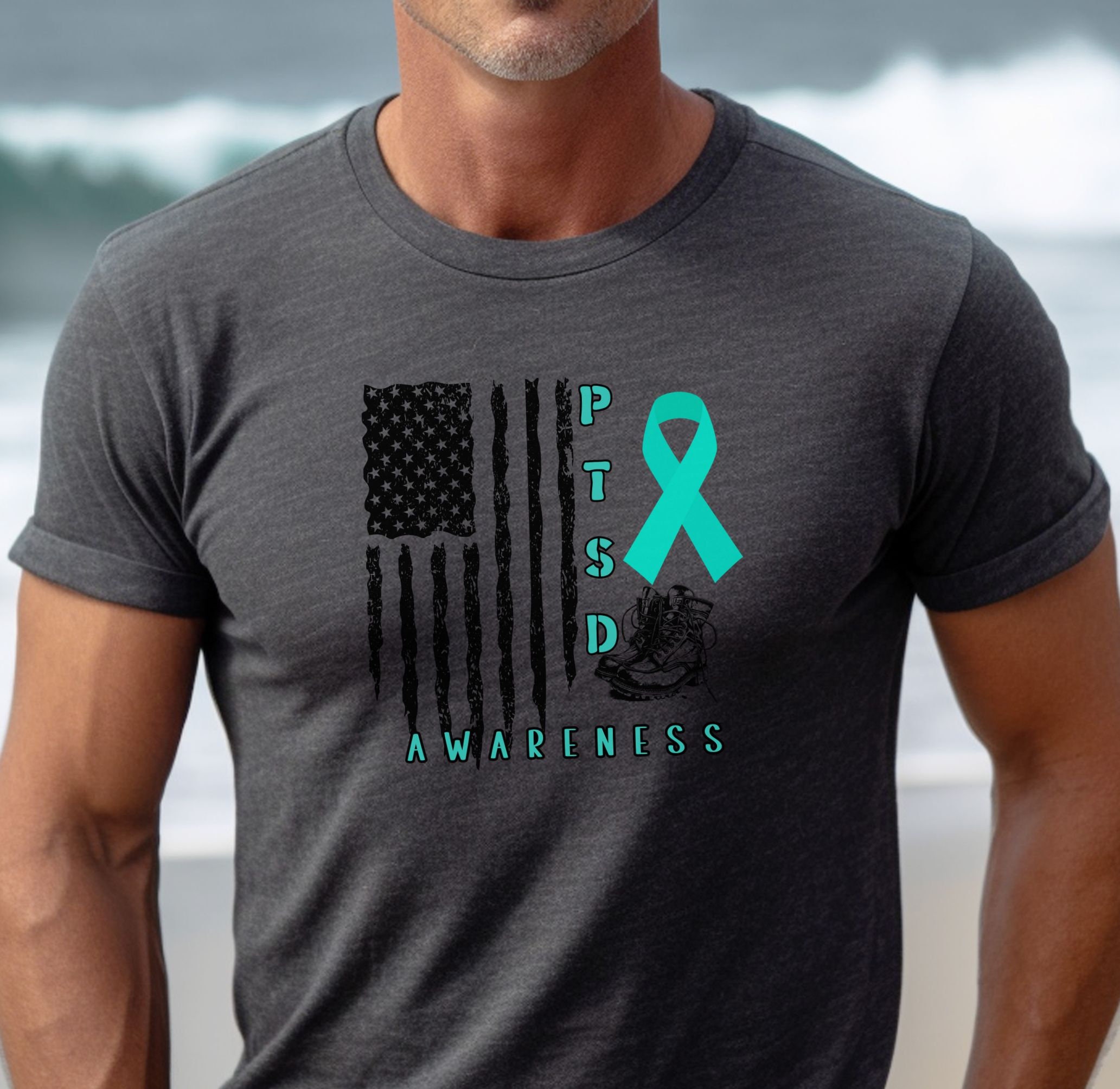 PTSD Awareness Tee, Post Traumatic Stress Disorder Shirt, Teal Ribbon ...
