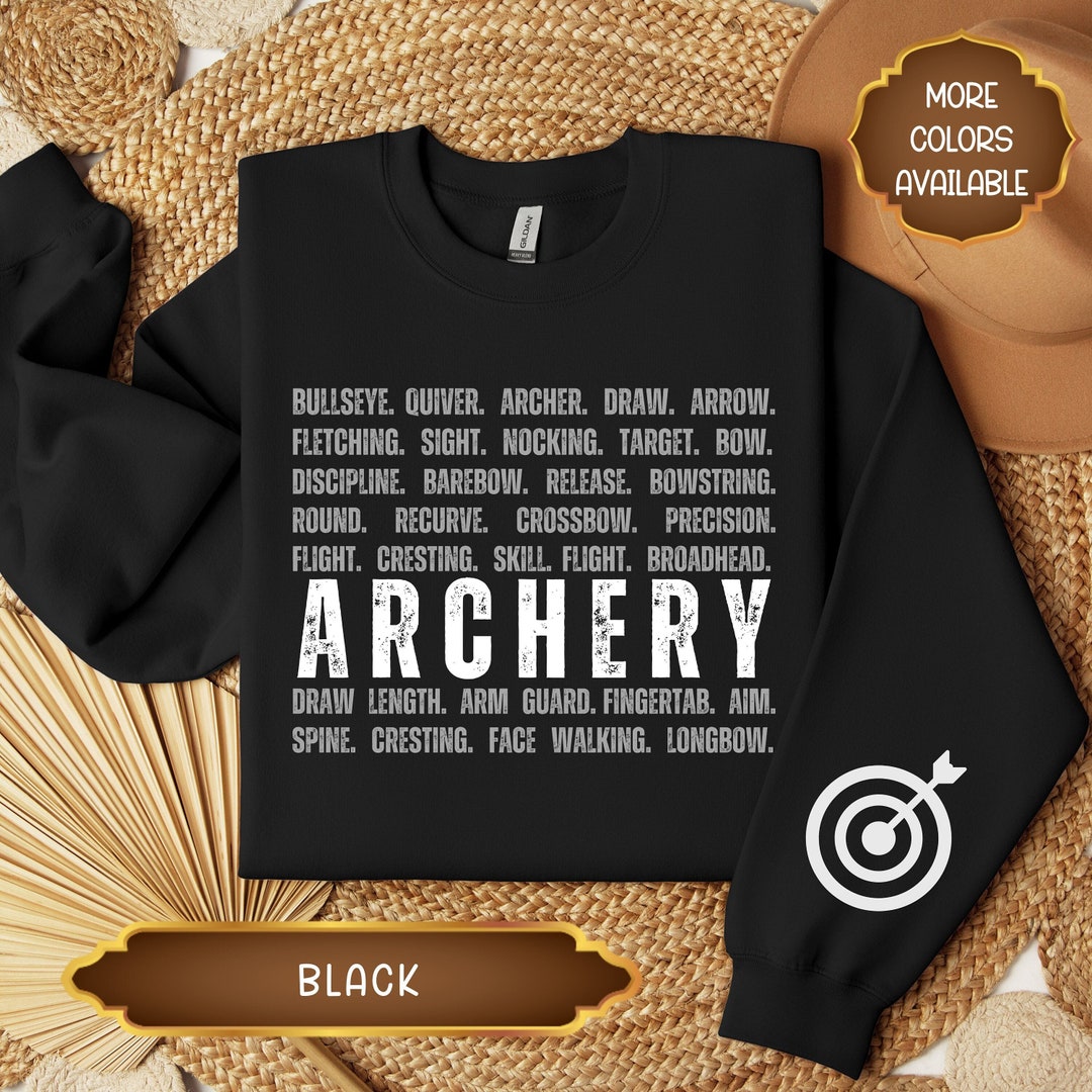 Archery Word Art Sweatshirt With Sleeve Design, Archer Sweatshirt, Gift