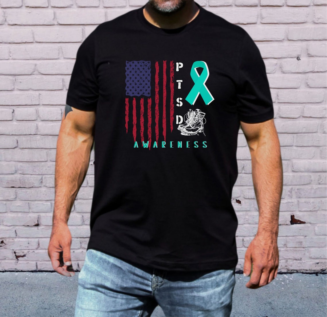PTSD Awareness Tee, Post Traumatic Stress Disorder Shirt, Teal Ribbon ...