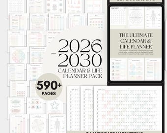 2026-2030 Calendars & Monthly Planners | Printable Digital Calendar | Weekly Planning | Daily Designer and Life Planner | Digital Download