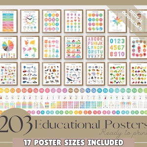 Educational Posters, 203 Homeschool Prints, Colorful Classroom Decor, Toddler Playroom, Colourful Kids Nursery, Boho Playroom Wall Art Print