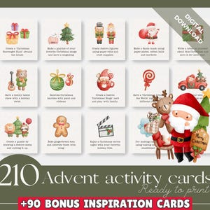 Tarjetas de actividades de Adviento para niños, Lista de deseos navideños imprimible, Tarjetas de Adviento para niños imprimibles, Descarga instantánea, Tarjetas de actividades de Adviento JPG