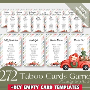 Jogo de Cartas Tabu de Natal | Jogos Divertidos de Festa de Natal | Palavras Proibidas | Jogos de Natal para Imprimir | Não Diga | Jogos de Grupo para Imprimir